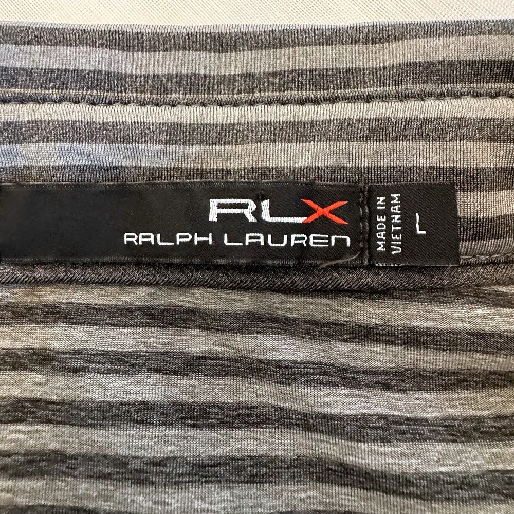 RLX Ralph Lauren Polo Shirt Large Grey Striped Performance Golf Short Sleeve‎ - Picture 4 of 9